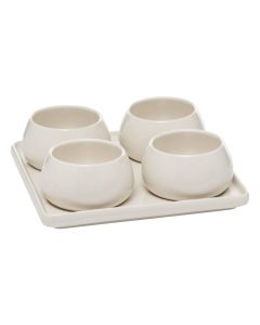 Set me tasa për aperitiv Nora, qeramike, e bardhë, Dia. 21 x H 6.8 cm