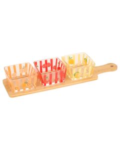 Set me tasa për aperitiv Fruity, qelq/bambu, shumëngjyrësh, 40x10x6 cm