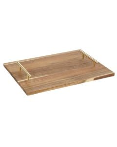 Mina serving tray, acacia/stainless steel, natural, 40x30x4.2 cm
