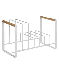 Balm pan/lid tower organizer, steel, white, 32x16x20 cm