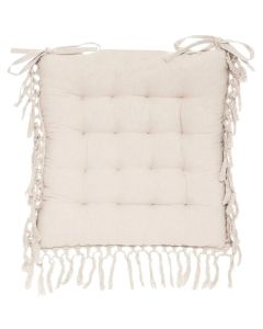Morocco chair cushion with laces, polyester/rayon, ivory, 40x40 cm