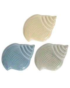 Shell-shaped serving plate, porcelain, assorted colors, 22x17x2 cm