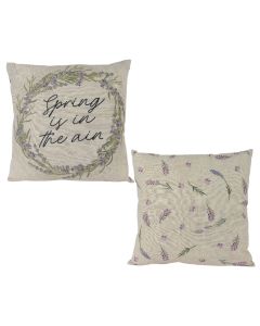 Spring decorative pillow, polyester, purple/warm white, 43x43 cm