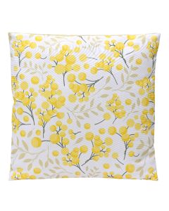 Decorative pillow, polyester, yellow/white, 45x45 cm