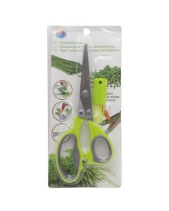 Multi-blade scissors, stainless steel/plastic, silver color/green, 22 cm