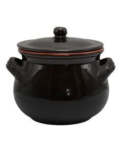 Arezzo terracotta casserole dish with lid, ceramic/terracotta, black/orange, Dia. 18 cm