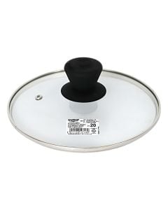 Pot lid Prima Home, glass/plastic, transparent/black, Dia. 20 cm