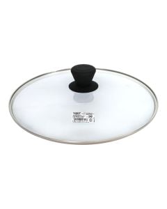 Pot lid Prima Home, glass/plastic, transparent/black, Dia. 30 cm