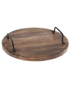 Cutting board, wood, dark brown, Dia. 30 cm