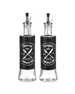 Bottle of oil/vinegar, glass, transparent/black, 300 ml / Dia. 6.5 x H 24 cm