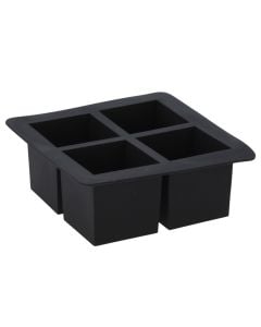 Rectangular ice cubes mould, thermoplastic elastomer, black, 15.5x15.5x6 cm