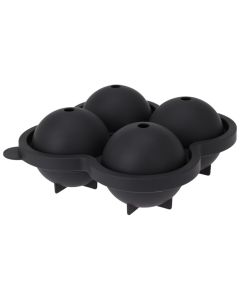 Round ice cubes mould, thermoplastic elastomer, black, 16x15x7 cm