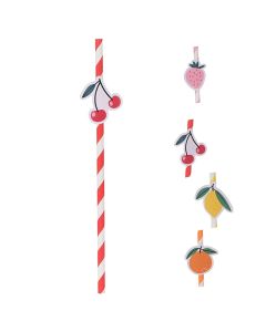 Straws set (Pck16), paper, assorted colors, 14 cm