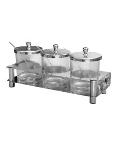 Spice holder (Pck3), glass/stainless steel, transparent/silver color, 27x9.5 cm / Dia. 9.5 x H 9 cm