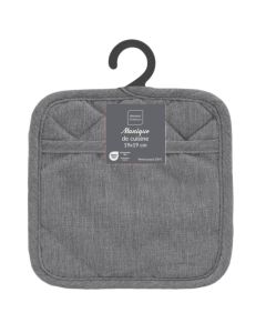 Pot holder Adam, cotton/silicone, grey, 18.5x18.5 cm