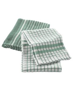Kitchen towel Terry (Pck 2), cotton, green/white, 50x70 cm