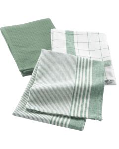 Kitchen towel Vibrato (Pck 3), cotton, green/white, 50x70 cm