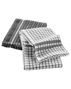 Kitchen towel Terry (Pck 2), cotton, grey/white, 50x70 cm