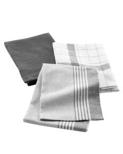 Kitchen towel Vibrato (Pck 3), cotton, grey/white, 50x70 cm
