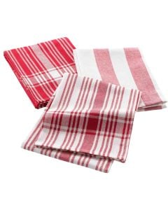 Kitchen towel Baya (Pck 3), cotton, red/white, 50x70 cm