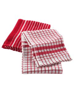 Kitchen towel Terry (Pck 2), cotton, red/white, 50x70 cm