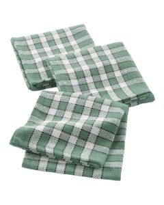 Table napkins Traditio (Pck 3), cotton, green/white, 45x45 cm