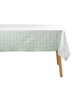 Tablecloth Axel, cotton/polyester, white/green, 140x240 cm