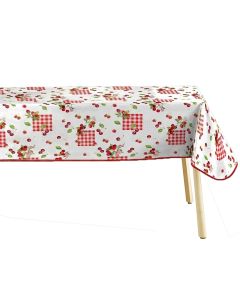 Mbulesë tavoline Cerise, PVC, e kuqe/e bardhë, 140x240 cm