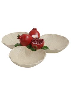 Leaf-shaped plate 'Pomegranate', ceramic, white/red, 28x28 cm