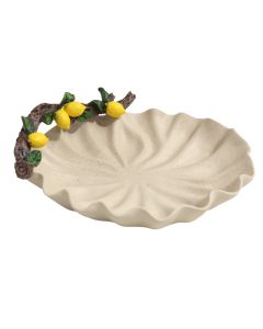 Flower-shaped plate 'Lemon', ceramic, white/yellow, Dia. 25.5 x H 5 cm