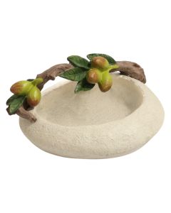Fruits motif bowl, ceramic, white/yellow, 20x17x5 cm