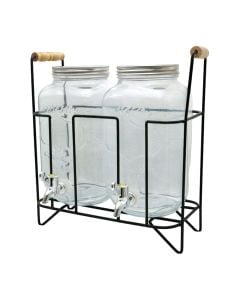 Dispenser jar with faucet and metal stand (Pck2), glass, transparent, 4L / Dia. 10 x H 25.5 cm