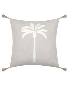 Casablanca decorative pillow, 100% cotton, grey with palm pattern, 40x40 cm