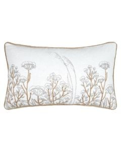 Oriana decorative pillow, 55% cotton/45% polyester, white with golden flowers, 30x50 cm