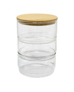 3-tier spice holder, glass/bamboo, transparent/natural, 400 ml / Dia 11 x H 6 cm (3 copë)
