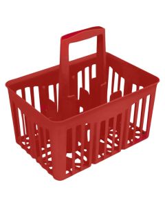 Bottle holder 6 spaces, plastic, red, 30x21x28 cm