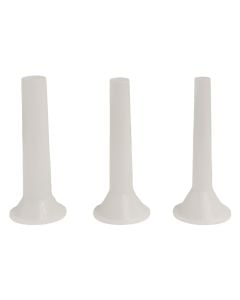 Set of 3 funnels for meat mincer No. 5, plastic, white, Dia. 1.5/2/2.5 cm