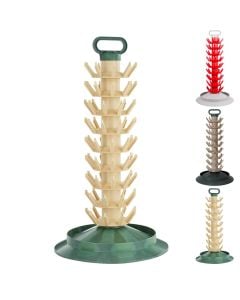Bottle draining rack with 81 slots, plastic, assorted colors, Dia. 40 x H 73 cm
