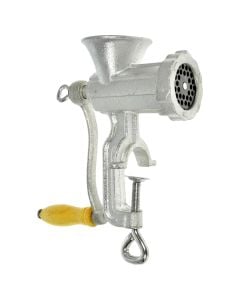 Reber No. 5 manual hand-crank meat grinder, cast iron/plastic, grey, 10x25x150 cm