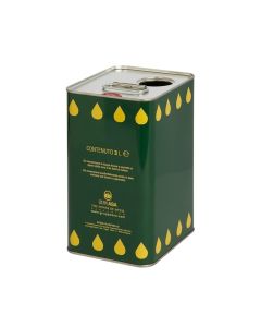Oil can, metalic, green/yellow, 3L / 11.7x14.7x20.5 cm
