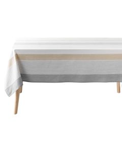 Tablecloth Iliade, cotton/polyester, white/beige/grey, 140x240 cm