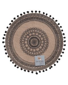 Shtroje tavoline Renata, jute, e zezë, Dia. 38 cm