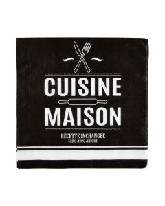 Cooking table napkins (Pck 20), paper, black, 33x33 cm
