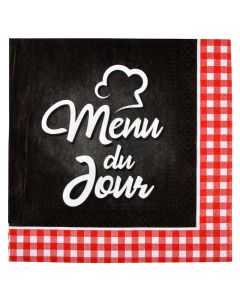 Menu table napkins (Pck 20), paper, black/red, 33x33 cm