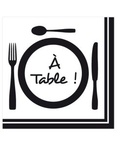 A Table table napkins (Pck 20), paper, black/white, 33x33 cm