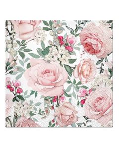 Roses table napkins (Pck 20), paper, multicolored, 33x33 cm
