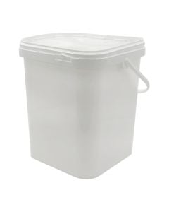 Kovë katrore me kapak për bulmete, plastike, e bardhë, 20 L / 27x27x34.5 cm