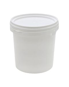Round bucket with lid for dairy products, plastic, white, 1.2 L / Dia. 12.5 x H 13.5 cm