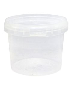 Round bucket with lid for dairy products, plastic, transparent, 750 ml / Dia. 12.5 x H 10.5 cm
