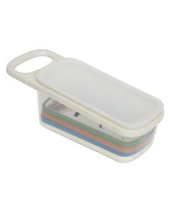 4 graters with storage box, ABS, transparent, 26x10x8.7 cm